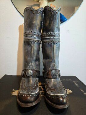Freebird by Steven "Gynger" Distressed Brown Studded Leather Boots